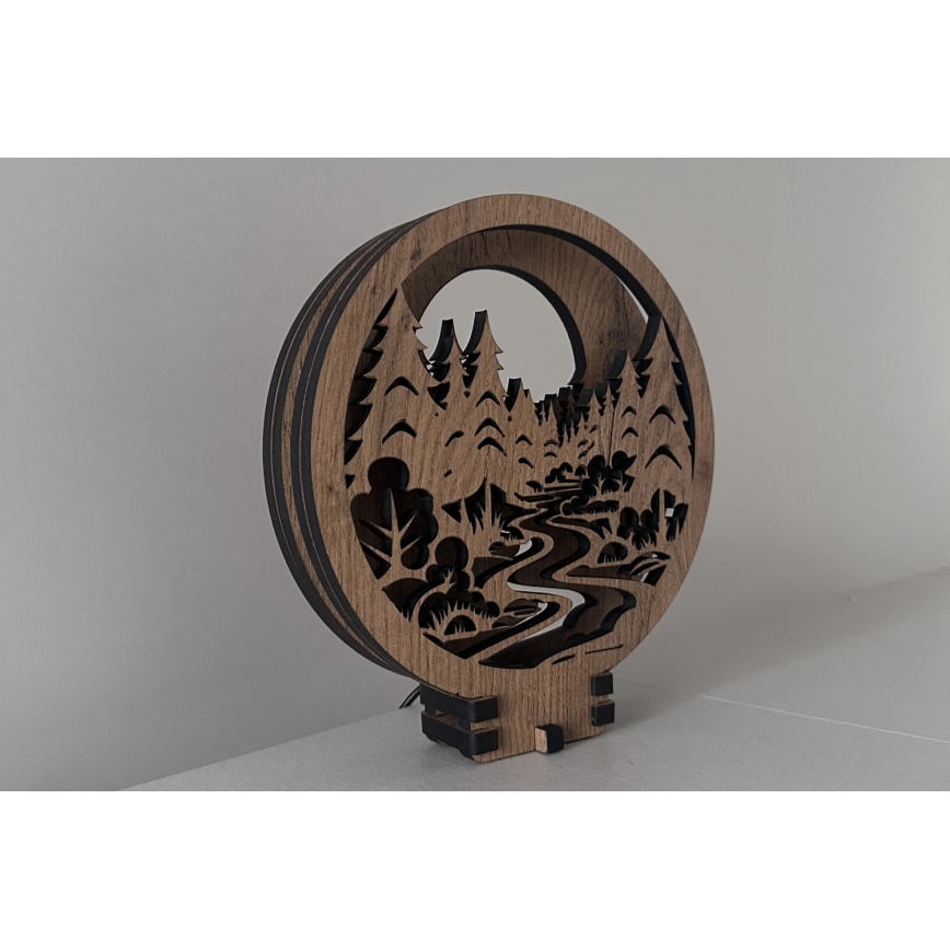 Li-Go 23580/DUB2 - Dimmbar LED-bordsdekoration LED/12W/230V 20x22 cm ek/I skogen