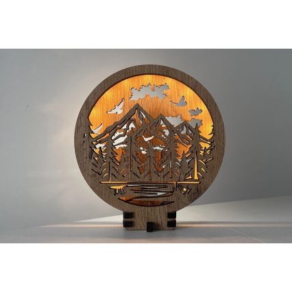 Li-Go 23583/DUB2 - Dimmbar LED-bordsdekoration LED/12W/230V 20x22 cm ek/Berg och skog