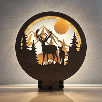 Li-Go 23592/DUB2 - Dimbara LED-bordsdekoration LED/12W/230V 20x22 cm ek/hjort och hind