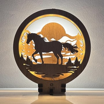 Li-Go 23598/DUB2 - LED dimbar borddekoration LED/12W/230V 20x22 cm ek/häst