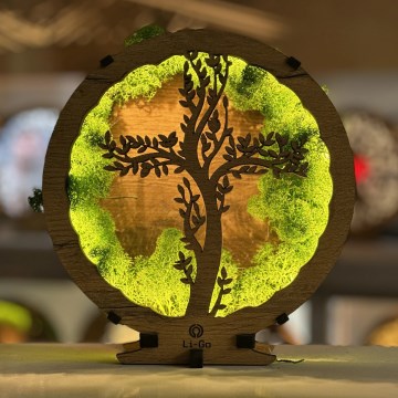 Li-Go 23622/DUB2 - Dimmbar LED-bordsdekoration LED/12W/230V 20x22 cm ek/Kors i mossa