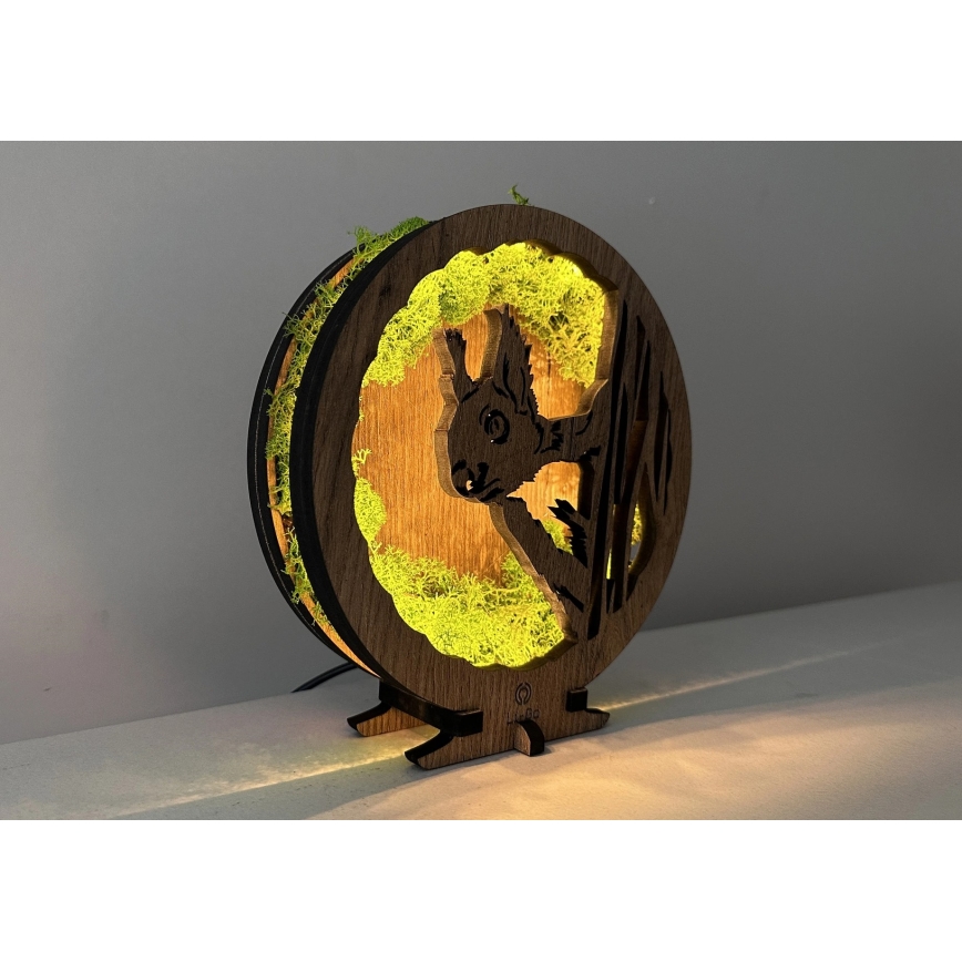 Li-Go 23625/DUB2 - Dimmbar LED-bordsdekoration LED/12W/230V 20x22 cm ek/mossbeklädd ekorre