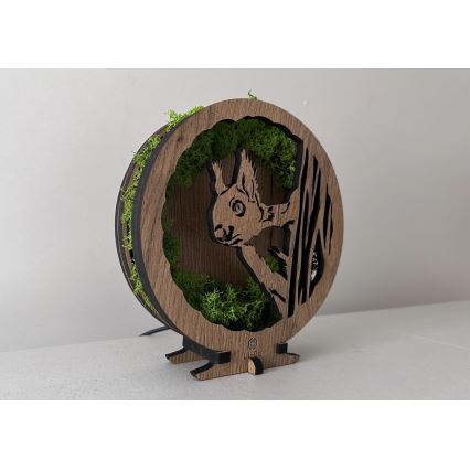 Li-Go 23625/DUB2 - Dimmbar LED-bordsdekoration LED/12W/230V 20x22 cm ek/mossbeklädd ekorre