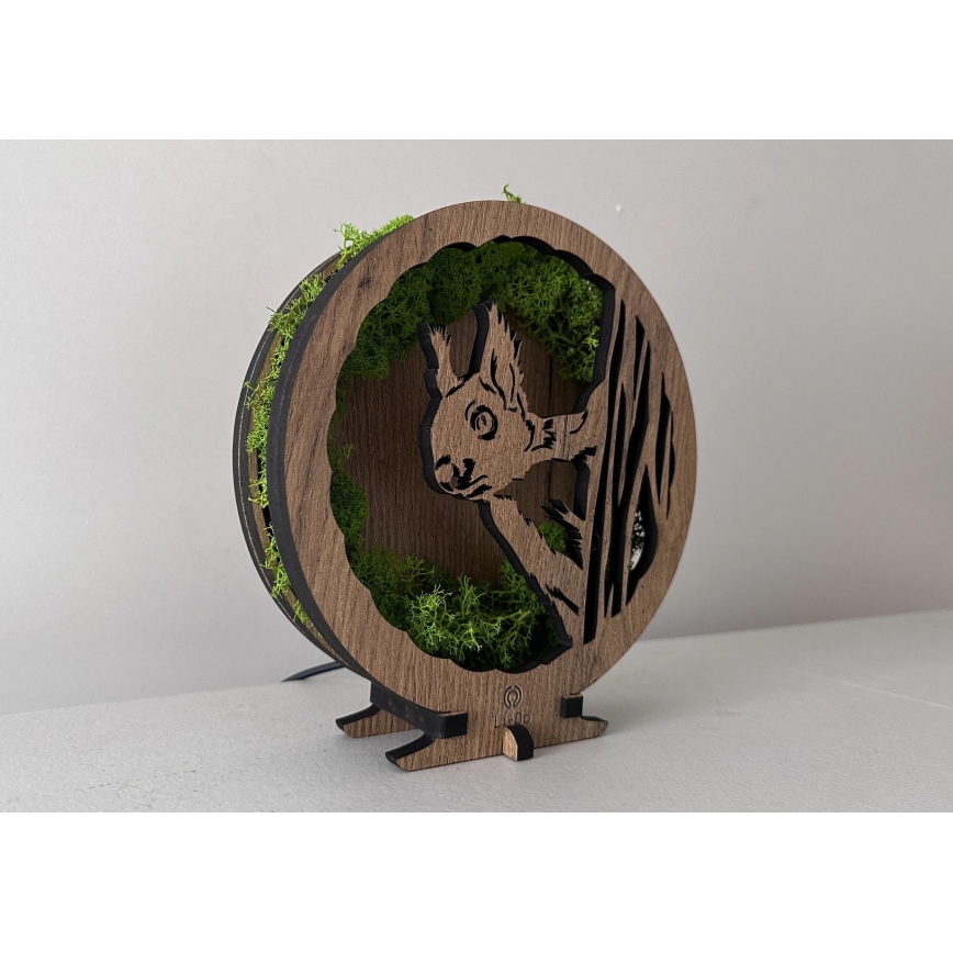 Li-Go 23625/DUB2 - Dimmbar LED-bordsdekoration LED/12W/230V 20x22 cm ek/mossbeklädd ekorre