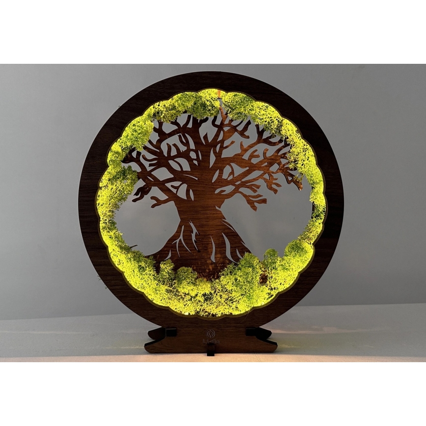 Li-Go 23631/DUB2 - Dimbar LED-bordsdekoration LED/12W/230V 30x31 cm ek/mossa och träd