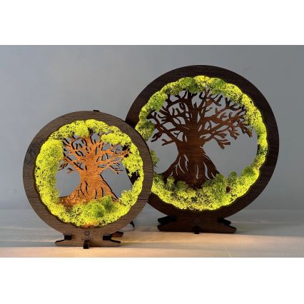 Li-Go 23631/DUB2 - Dimbar LED-bordsdekoration LED/12W/230V 30x31 cm ek/mossa och träd