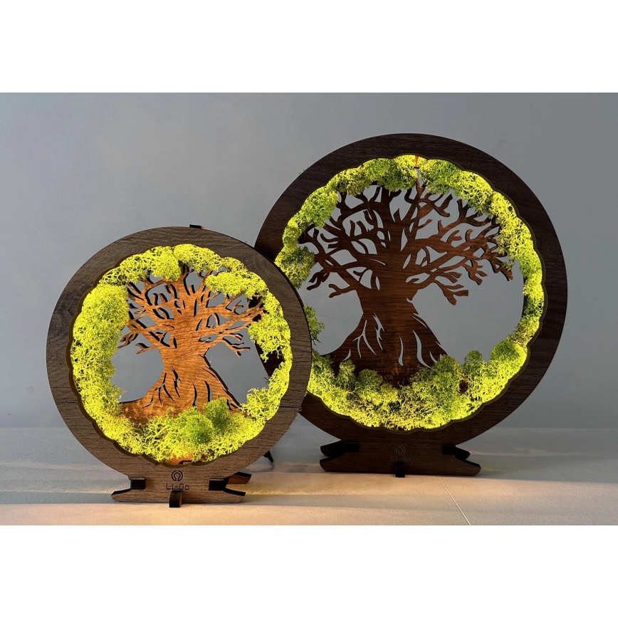 Li-Go 23631/DUB2 - Dimbar LED-bordsdekoration LED/12W/230V 30x31 cm ek/mossa och träd