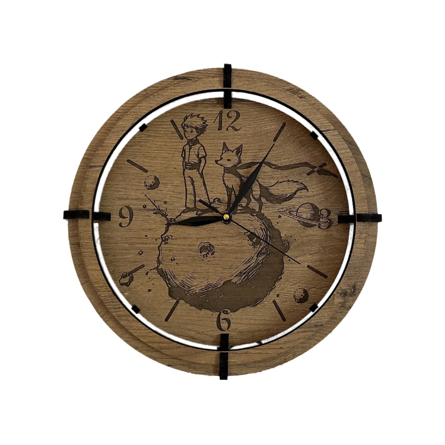 Li-Go 23712/DUB/BAT2 - Dimmbar LED-klocka med rörelsesensor LED/10W/5V 20000 mAh + 1xAA Ø 32 cm ek/Lilla prinsen