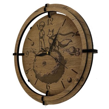 Li-Go 23712/DUB/BAT2 - Dimmbar LED-klocka med rörelsesensor LED/10W/5V 20000 mAh + 1xAA Ø 32 cm ek/Lilla prinsen