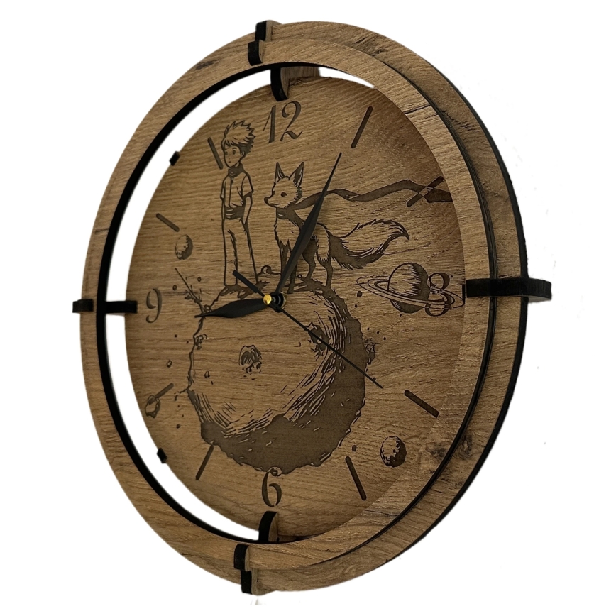 Li-Go 23712/DUB/BAT2 - Dimmbar LED-klocka med rörelsesensor LED/10W/5V 20000 mAh + 1xAA Ø 32 cm ek/Lilla prinsen