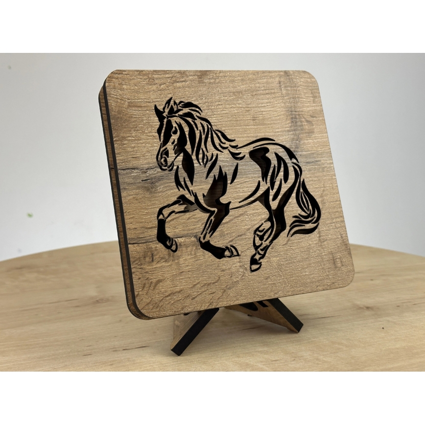 Li-Go 4070/DUB2 - LED bordsdekoration LED/12W/230V 19x19 cm ek/häst