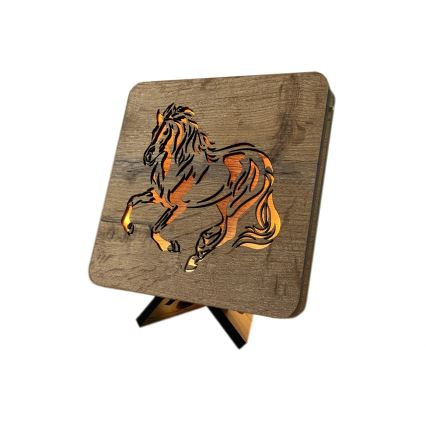 Li-Go 4070/DUB2 - LED bordsdekoration LED/12W/230V 19x19 cm ek/häst