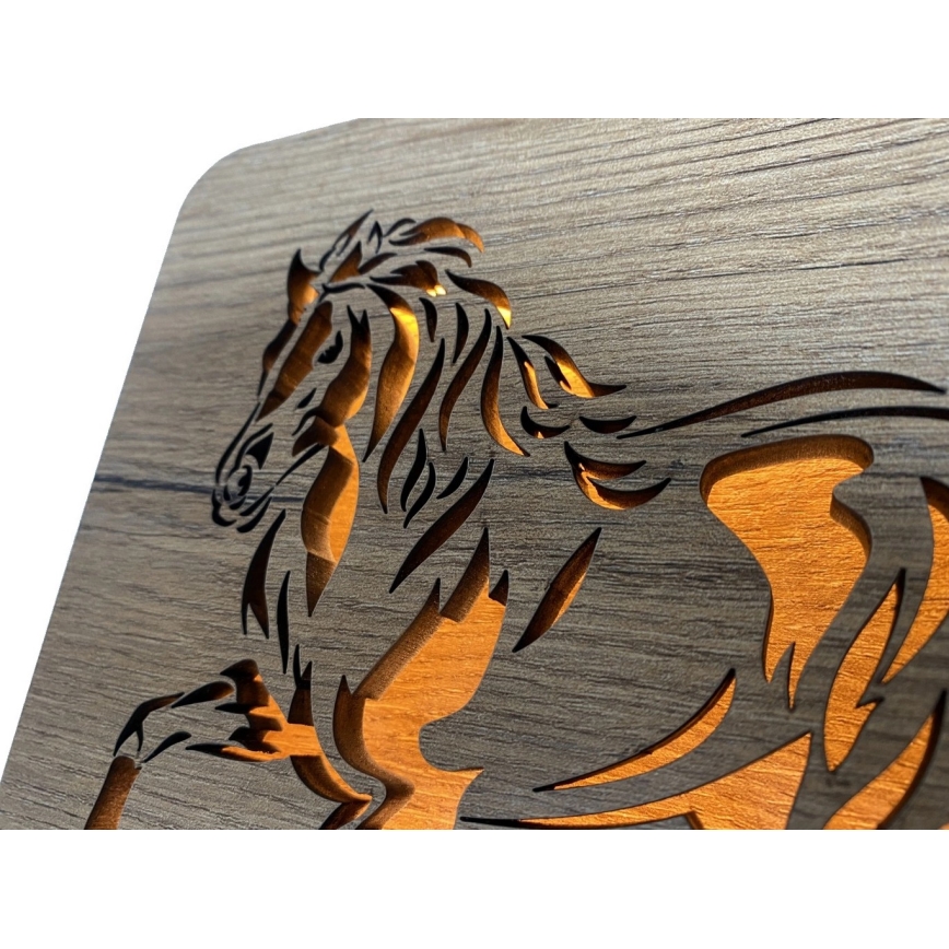 Li-Go 4070/DUB2 - LED bordsdekoration LED/12W/230V 19x19 cm ek/häst