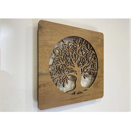 Li-Go 5275/DUB2 - Dimbar LED-klocka LED/10W/5V 20000 mAh 42x42 cm ek/ek i cirkel + fjärrkontroll