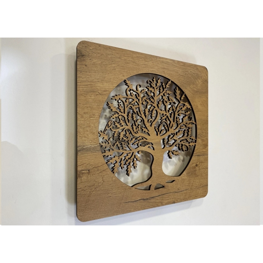 Li-Go 5275/DUB2 - Dimbar LED-klocka LED/10W/5V 20000 mAh 42x42 cm ek/ek i cirkel + fjärrkontroll