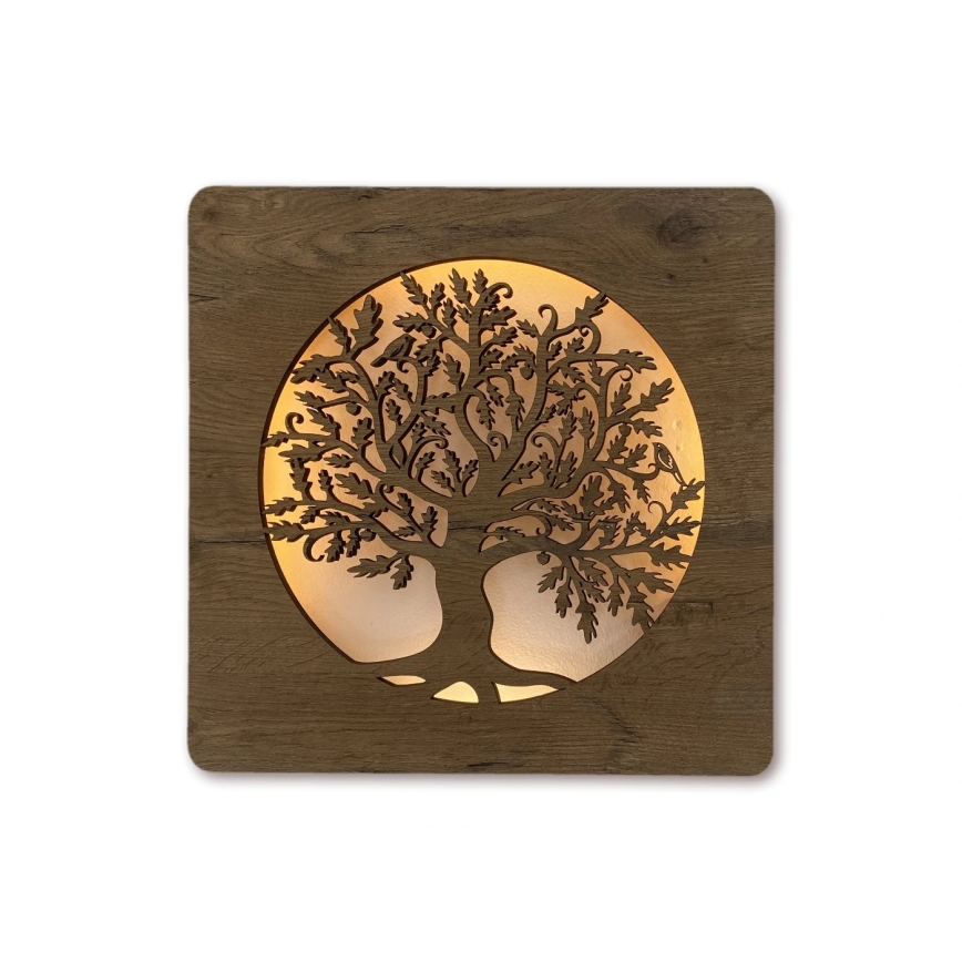 Li-Go 5275/DUB2 - Dimbar LED-klocka LED/10W/5V 20000 mAh 42x42 cm ek/ek i cirkel + fjärrkontroll