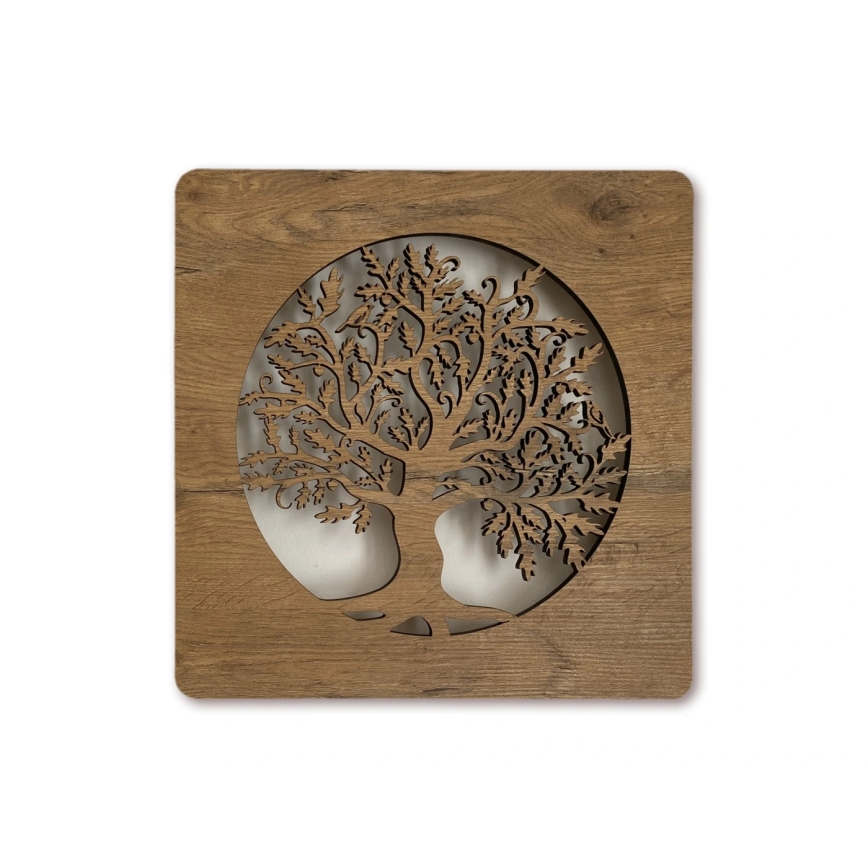 Li-Go 5275/DUB2 - Dimbar LED-klocka LED/10W/5V 20000 mAh 42x42 cm ek/ek i cirkel + fjärrkontroll