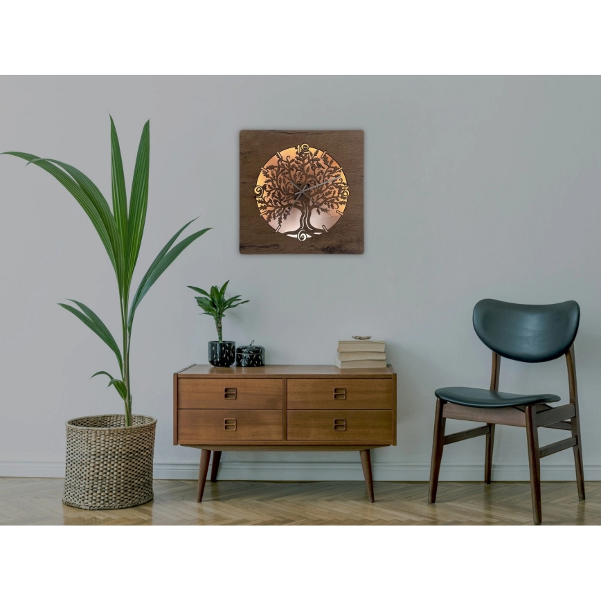 Li-Go 5652/DUB2 - Dimbar LED-klocka LED/10W/5V 20000 mAh 42x42 cm ek/Ek i cirkel + fjärrkontroll