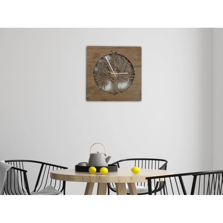 Li-Go 5652/DUB2 - Dimbar LED-klocka LED/10W/5V 20000 mAh 42x42 cm ek/Ek i cirkel + fjärrkontroll