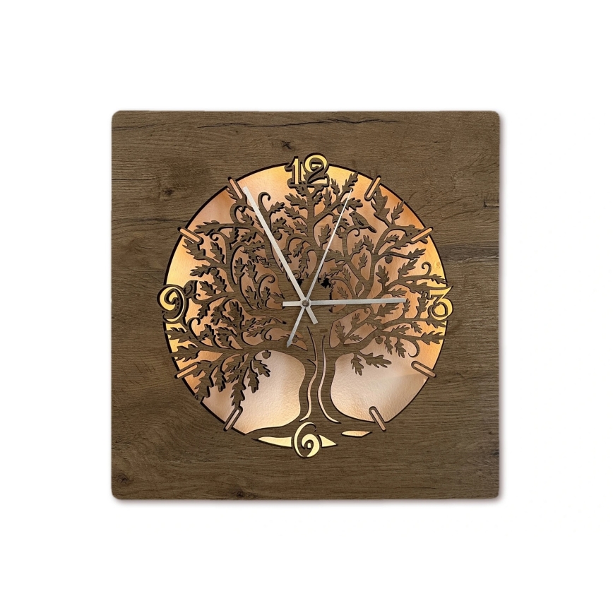 Li-Go 5652/DUB2 - Dimbar LED-klocka LED/10W/5V 20000 mAh 42x42 cm ek/Ek i cirkel + fjärrkontroll