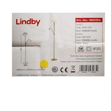 Lindby - Golvlampa JOST 1xE27/10W/230V + 1xE14/5W