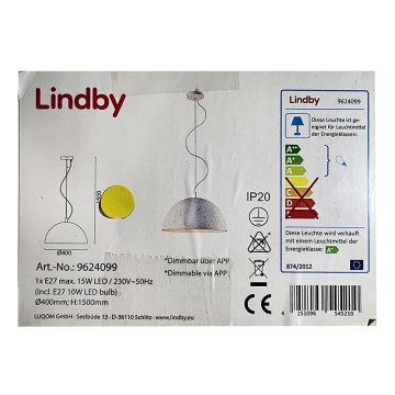 Lindby - LED RGB Ljusreglerad ljuskrona på textilsladd CAROLLE LED/10W/230V Wi-Fi Tuya
