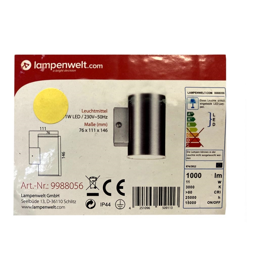 Lindby - LED vägglampa för utomhusbruk MORENA 2xLED/4,05W/230V IP44
