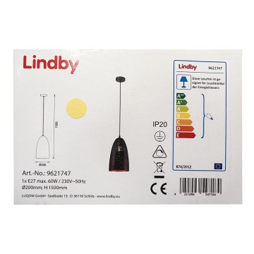 Lindby - Ljuskrona med textilsladd TOLA 1xE27/60W/230V
