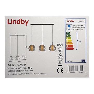 Lindby - Ljuskrona med textilsladd YELA 3xE27/60W/230V
