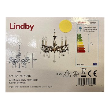 Lindby - Ljuskrona på kedja KORA 5xE14/40W/230V