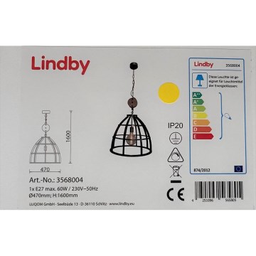 Lindby - Ljuskrona på kedja MAXIMILIA 1xE27/60W/230V