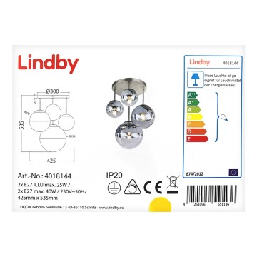 Lindby - Taklampa RAVENA 2xE27/40W/230V + 2xE27/25W/230V