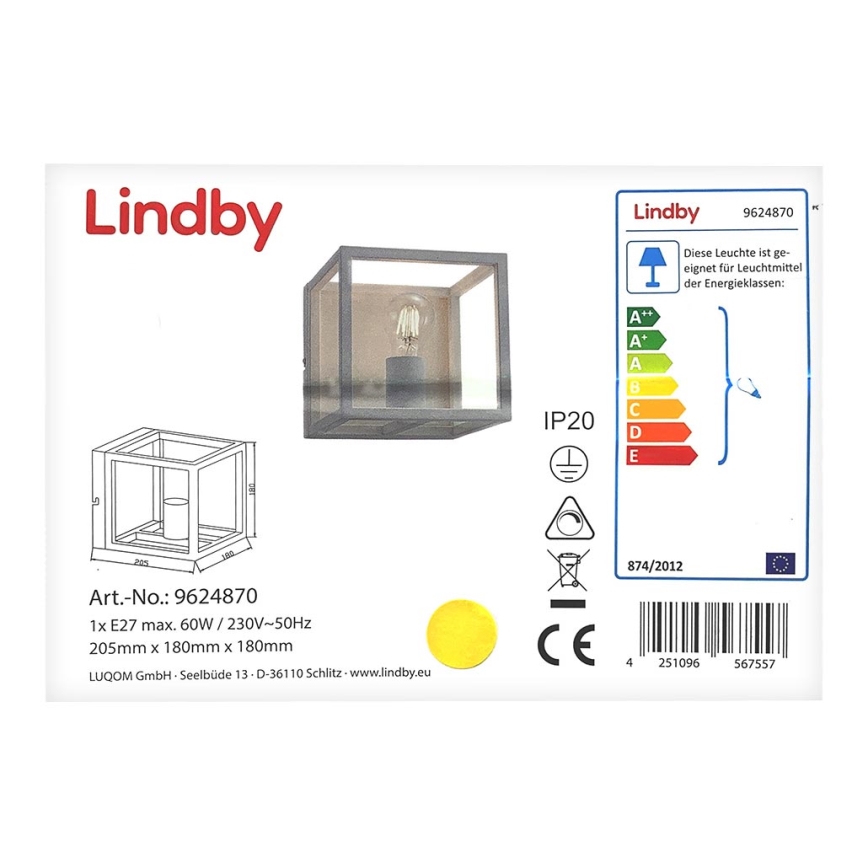 Lindby - Vägglampa MERON 1xE27/60W/230V