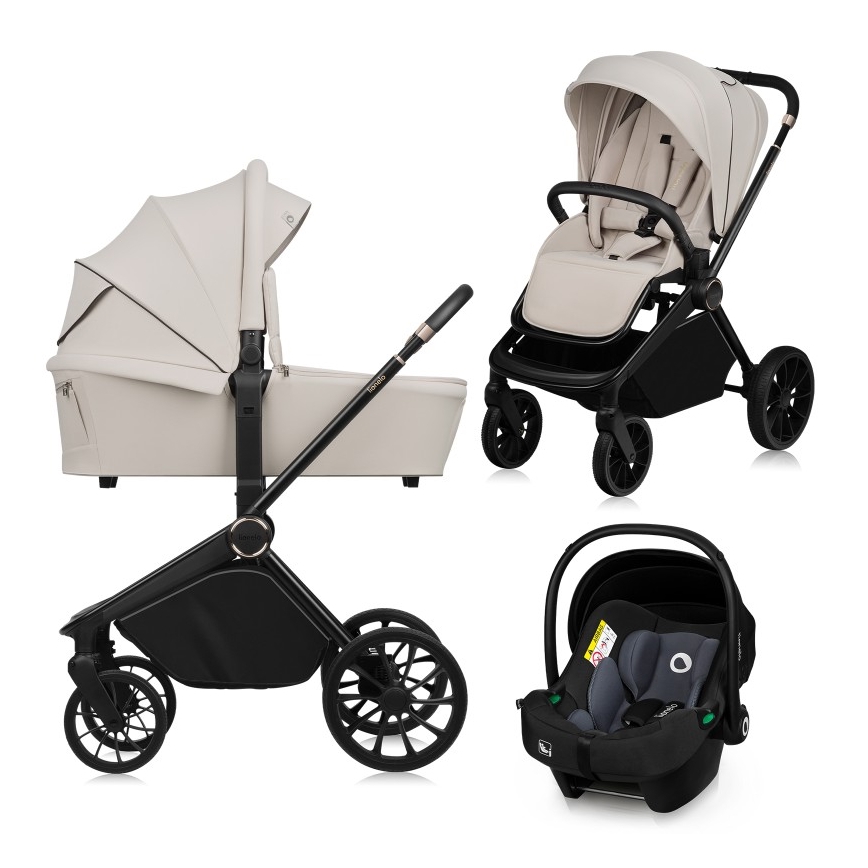 Lionelo - 3-i-1 kombinationsvagn MIKA PLUS Beige Sand