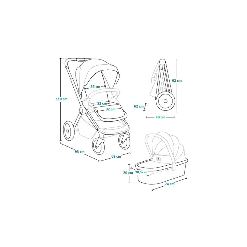 Lionelo - 3-i-1 kombinationsvagn MIKA PLUS Beige Sand