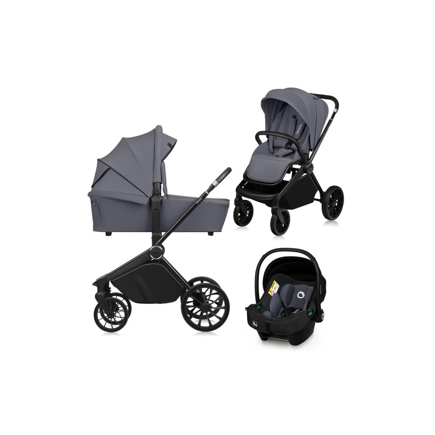 Lionelo - 3-i-1 kombivagn MIKA PLUS Grey Stone