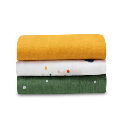 Lionelo - 3-pack bambu-musselinklutar 70x70 cm Dino