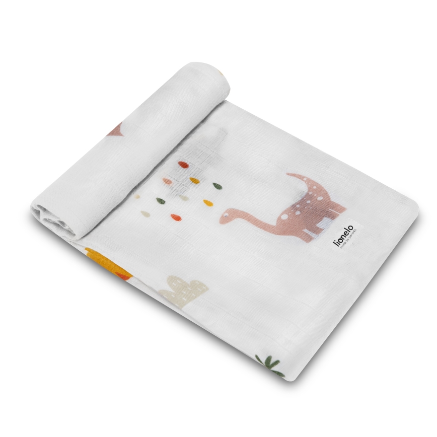 Lionelo - 3-pack bambu-musselinklutar 70x70 cm Dino