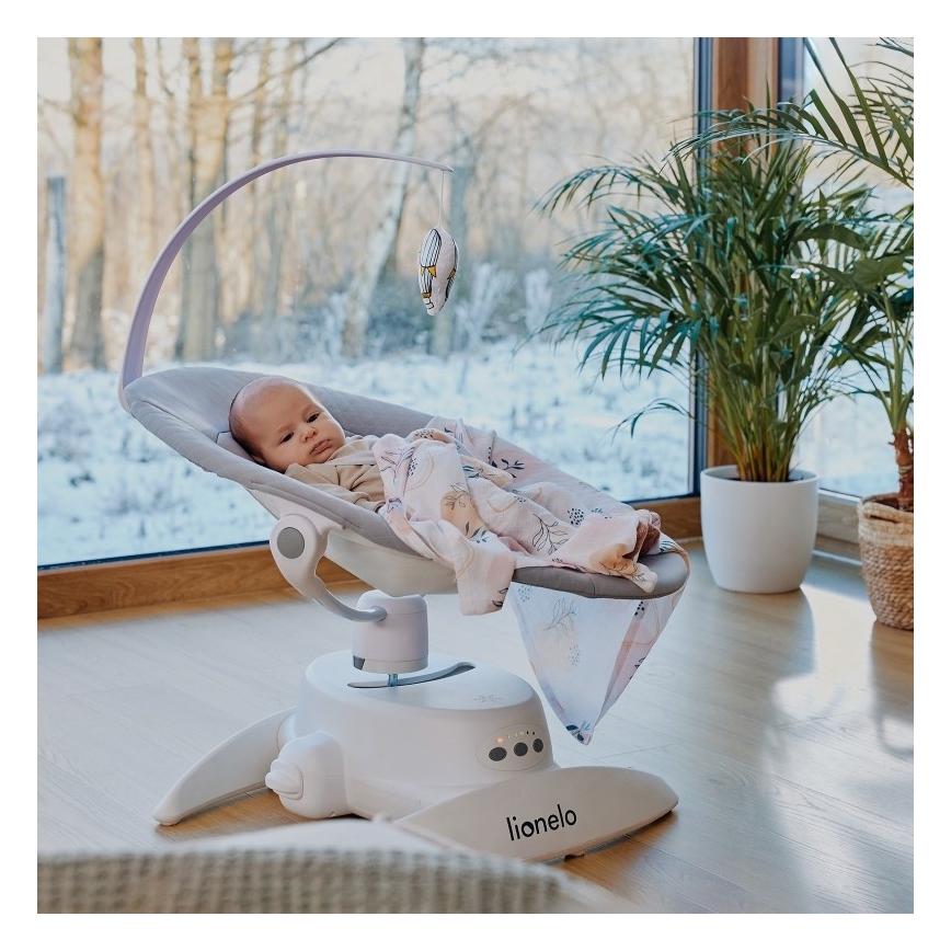 Lionelo - Babygunga med melodi IRIS, grå betong