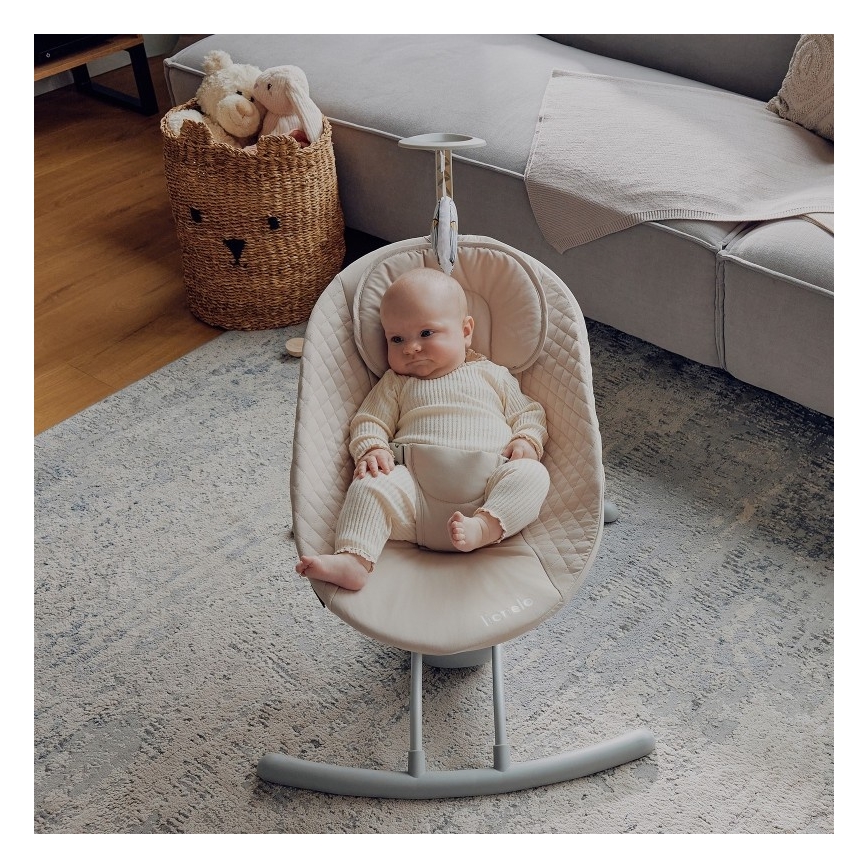 Lionelo - Babygunga med melodi RIO 4xC Beige Latte + fjärrkontroll