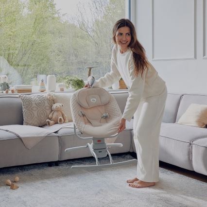 Lionelo - Babygunga med melodi RIO 4xC Beige Latte + fjärrkontroll