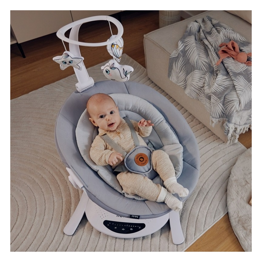 Lionelo - Babygunga med melodier BELLA Grey Concrete + fjärrkontroll
