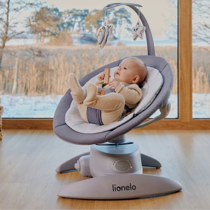 Lionelo - Babygunga med musik MELL Grey Stone 4xAA + fjärrkontroll