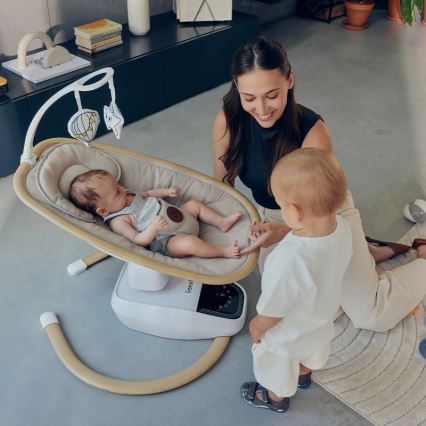 Lionelo - Babygunga med musik OLIVIA Beige Natural + fjärrkontroll