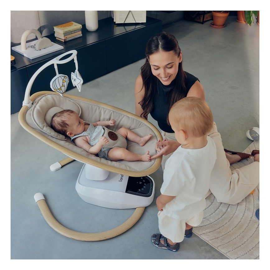 Lionelo - Babygunga med musik OLIVIA Beige Natural + fjärrkontroll