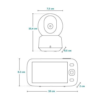 Lionelo - Babyvakt med monitor BABYLINE 9.1 5V 3600 mAh