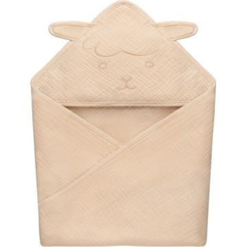 Lionelo - Barnhandduk med huva i musslin Beige Sand