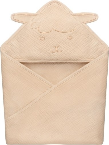 Lionelo - Barnhandduk med huva i musslin Beige Sand