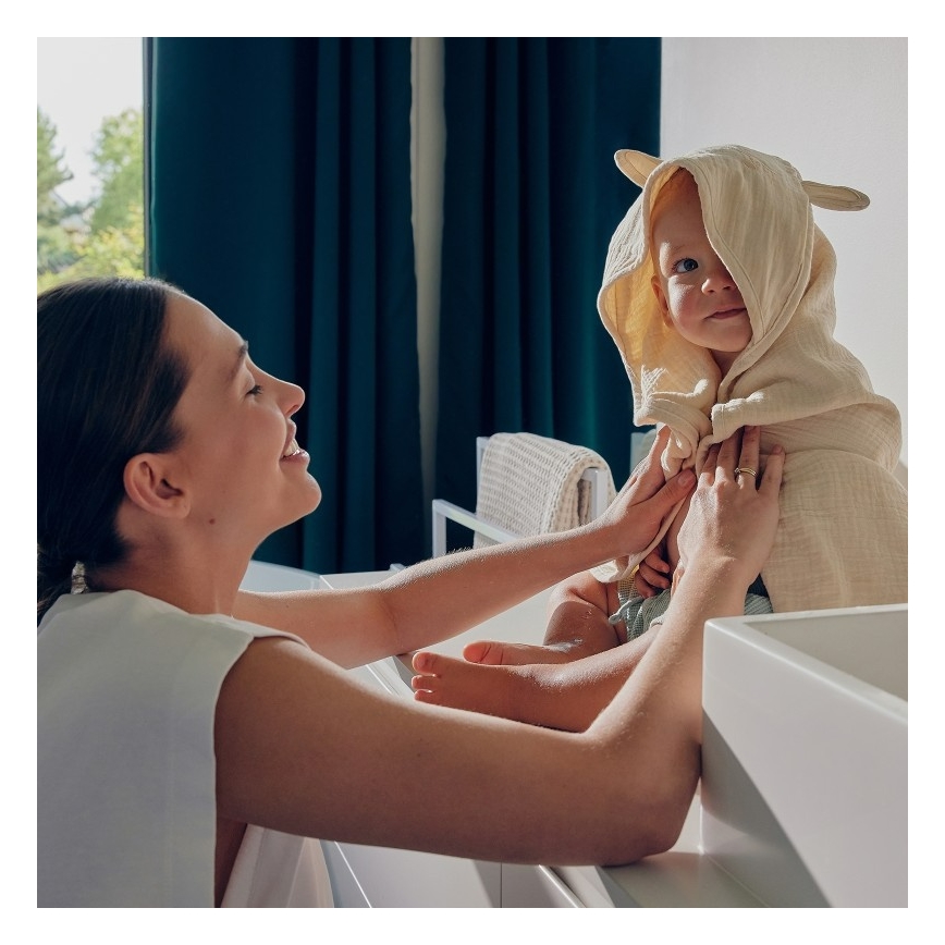 Lionelo - Barnhandduk med huva i musslin Beige Sand