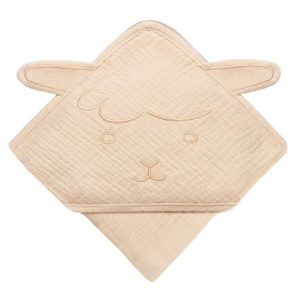 Lionelo - Barnhandduk med huva i musslin Beige Sand
